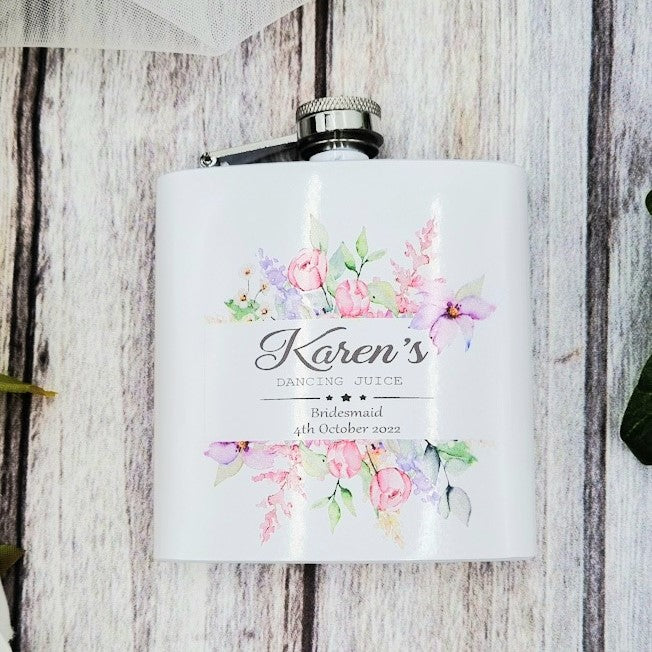 White Personalised Hip Flasks