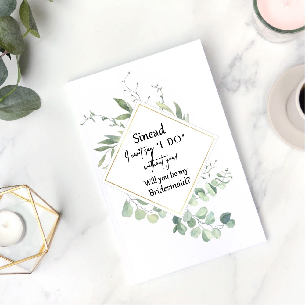 White A5 notebook printer with eucalyptus wreath design and personalised with name and title